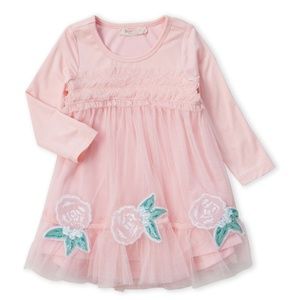 Pink Sequin Floral Tulle Dress Baby Girl 24M NEW